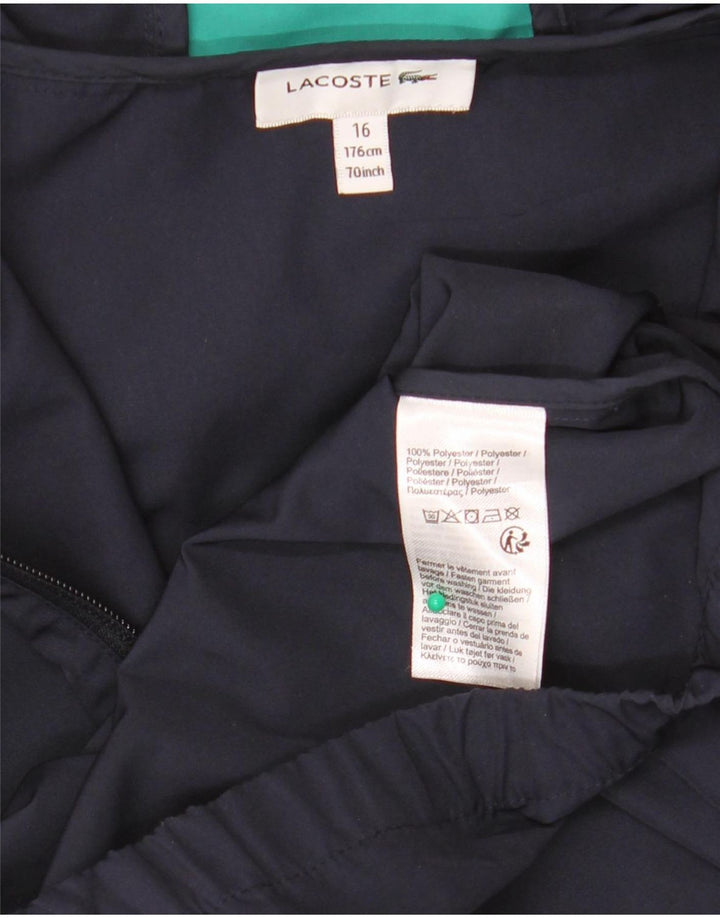 Lacoste Jungen-Regenjacke mit Kapuze, 15–16 Jahre, marineblaues Farbblock-Polyester