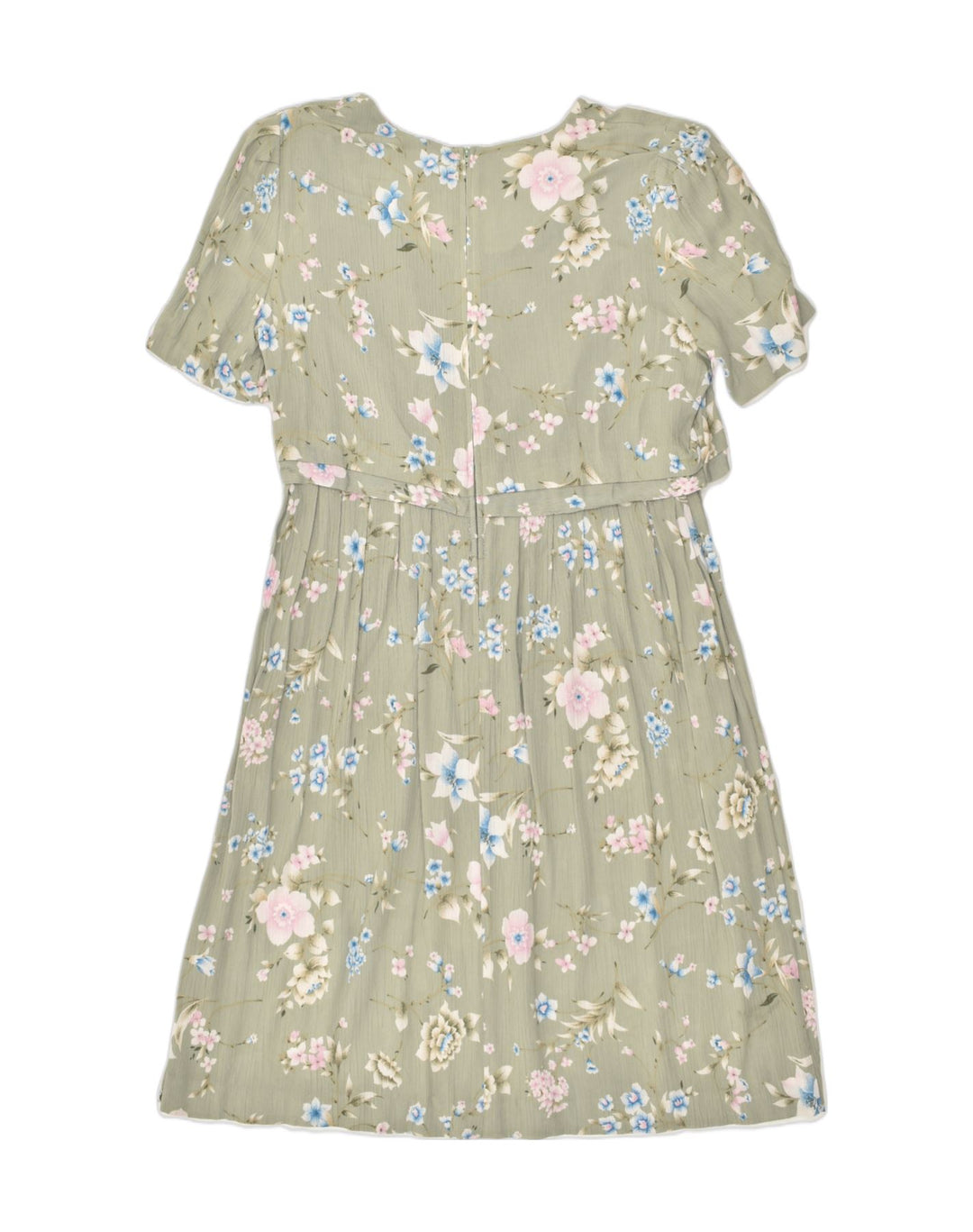 VINTAGE Womens Basic Dress US 12 Large Grey Floral Rayon | Vintage Vintage | Thrift | Second-Hand Vintage | Used Clothing | Messina Hembry 