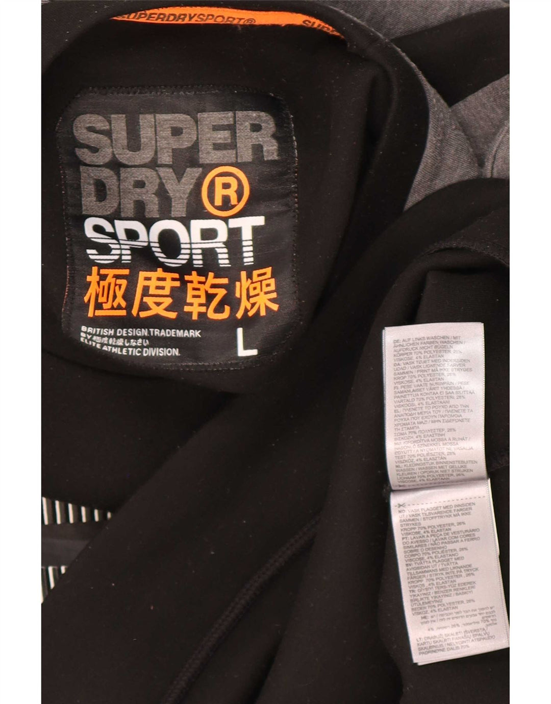 Superdry Herren-Sweatshirt mit Grafik, groß, schwarzes Farbblock-Polyester