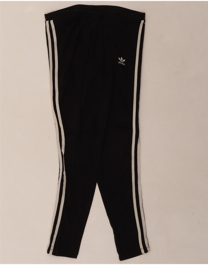Adidas Damen Leggings UK 14 Medium Schwarz Baumwolle