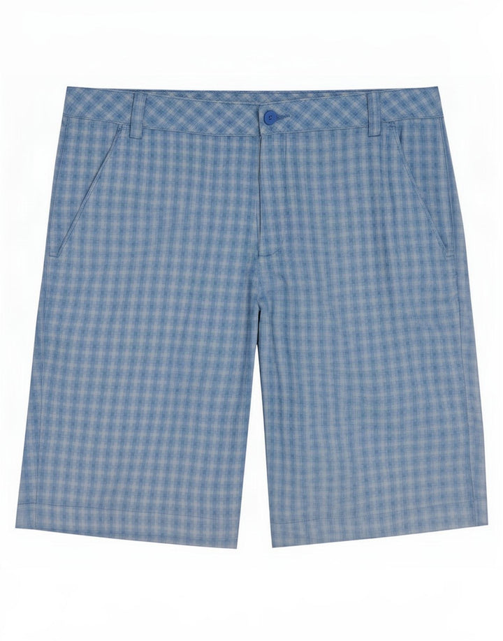 Puma Herren Chino-Shorts, Größe L, W36, blau kariert