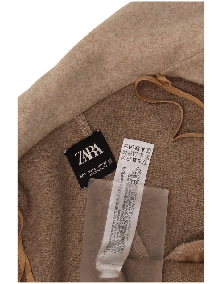 Zara Damen Mantel UK 16 Large Beige Polyester