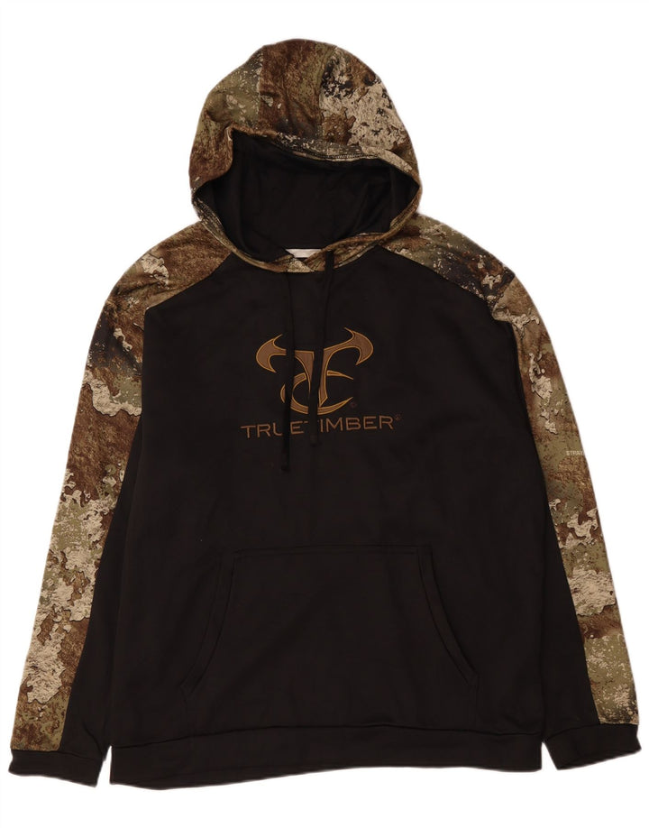 TRUE TIMBER Herren-Kapuzenpullover mit Grafik, groß, schwarzes Camouflage-Polyester