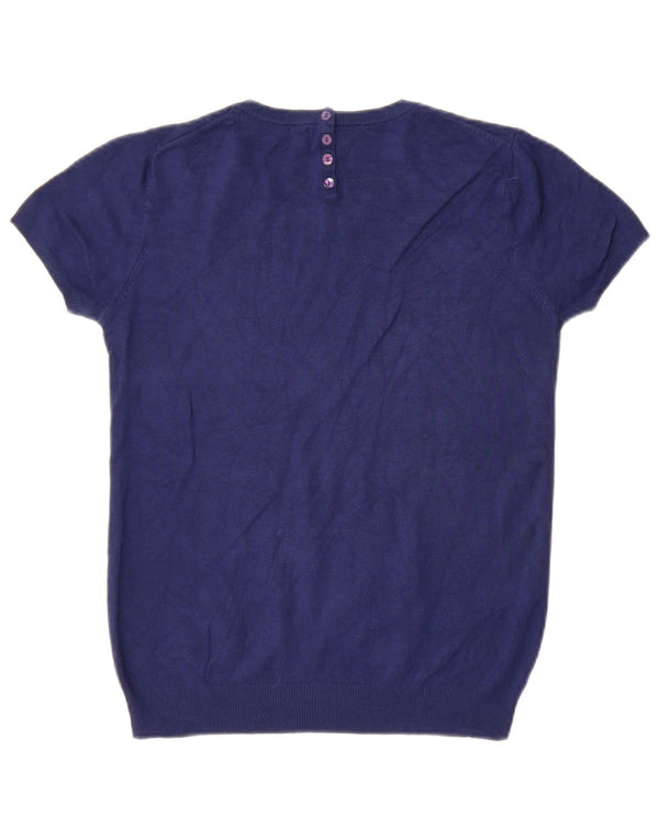 Kurzärmliger Damen-Pullover mit Rundhalsausschnitt von Zara, Gr. 12, mittleres Marineblau
