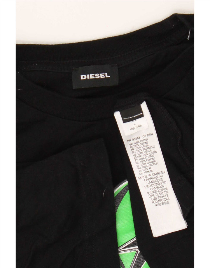 Diesel Herren-T-Shirt mit Grafik, groß, aus schwarzer Baumwolle