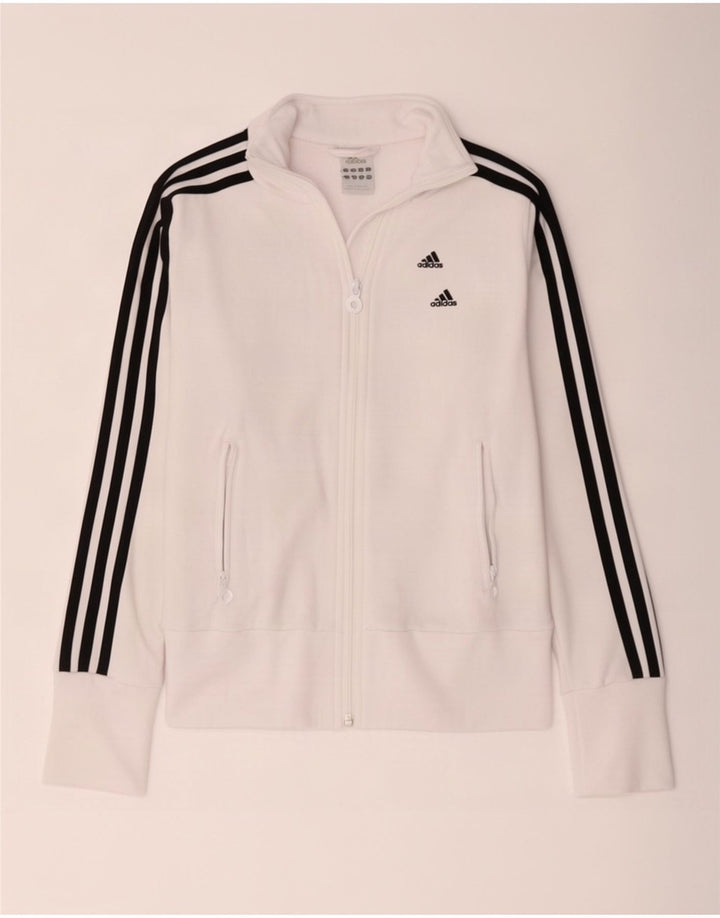 Adidas Damen Trainingsanzug Top Jacke UK 8 Small Weiß Polyester