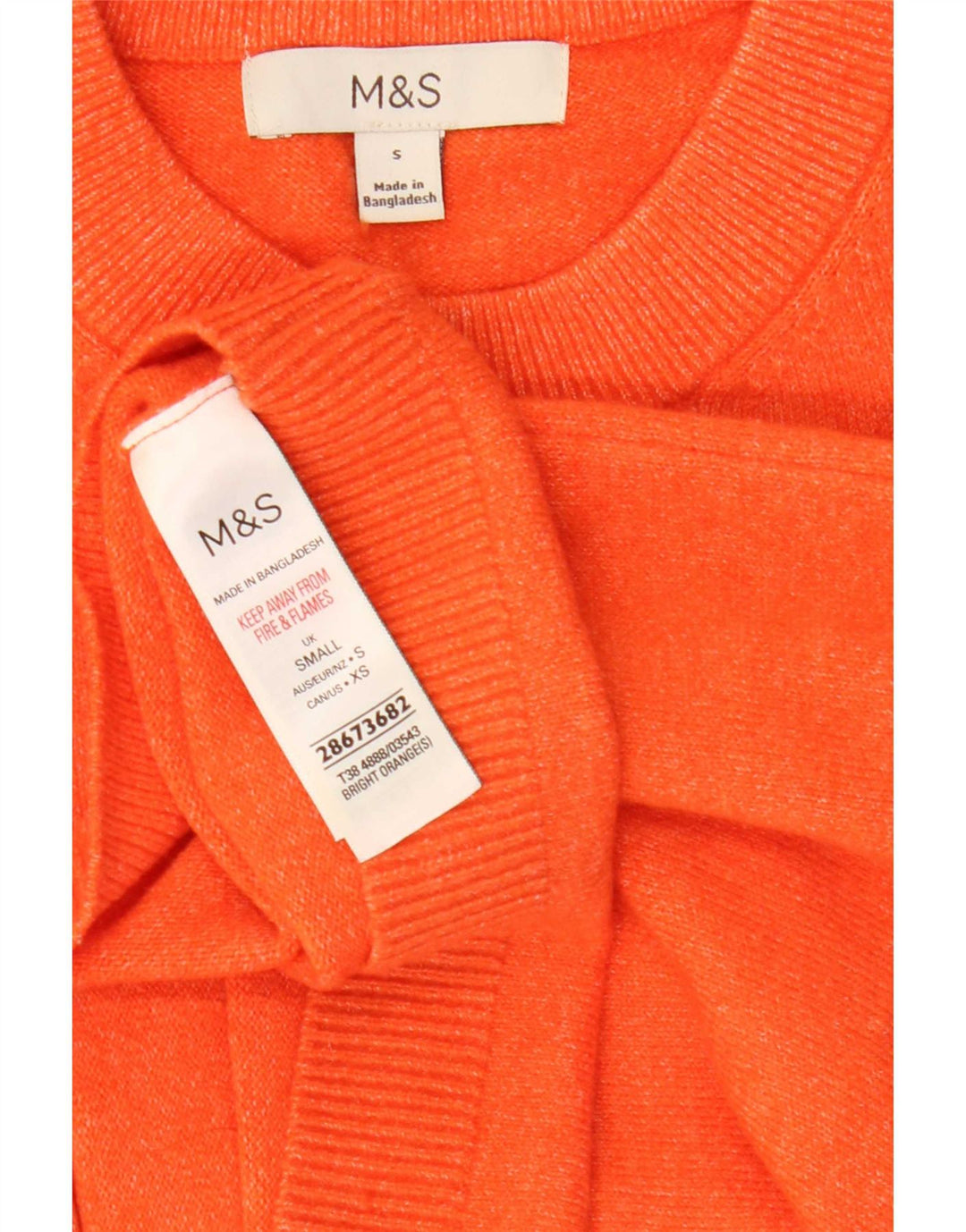 Marks & Spencer Damen Übergroßes T-Shirt Top UK 10 Small Orange Polyester