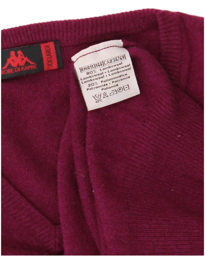 KAPPA Herren-Pullover mit V-Ausschnitt, 2XL, violette Lammwolle