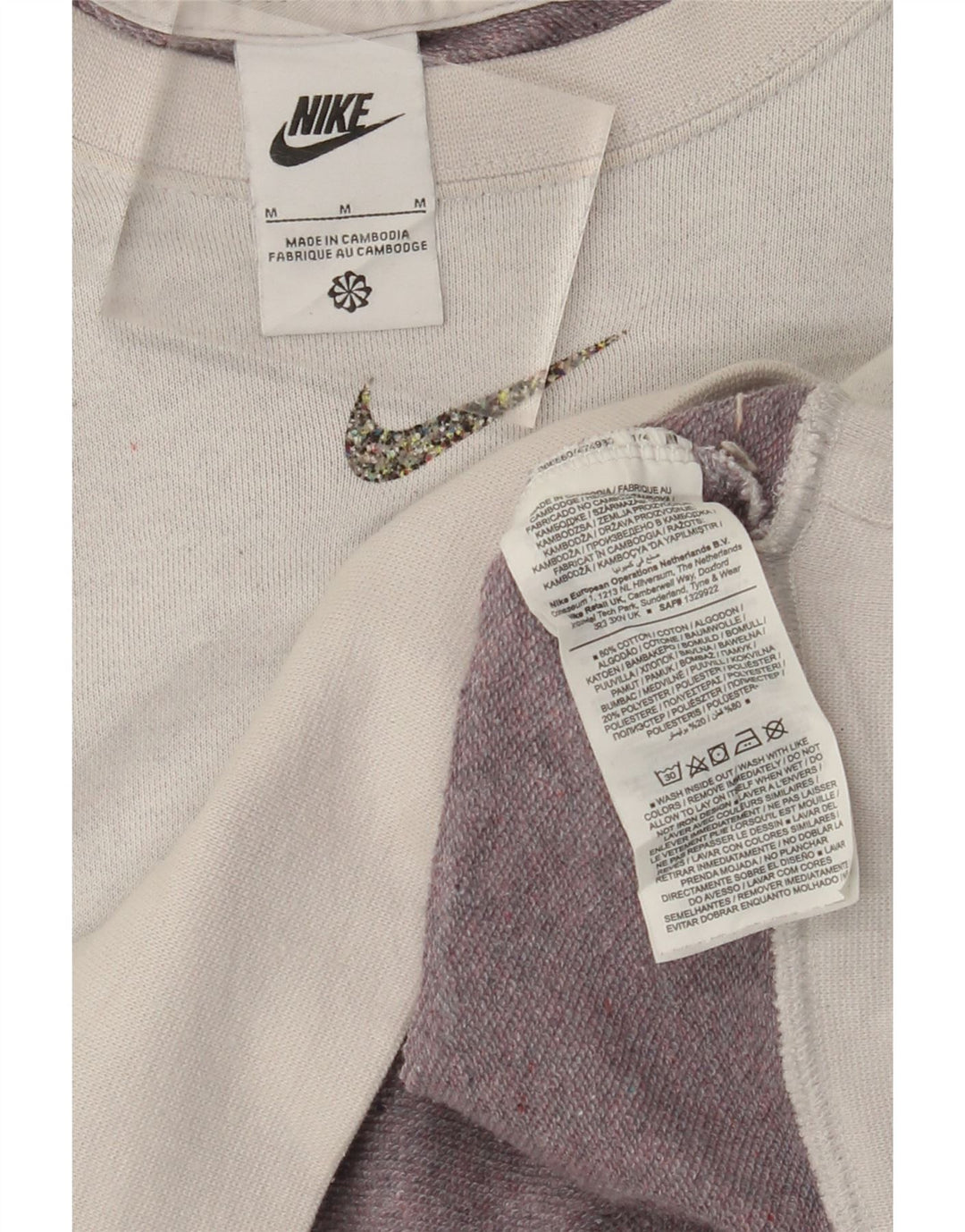 NIKE Womens Crop Oversized Sweatshirt Pullover UK 14 Mittelgraue Baumwolle