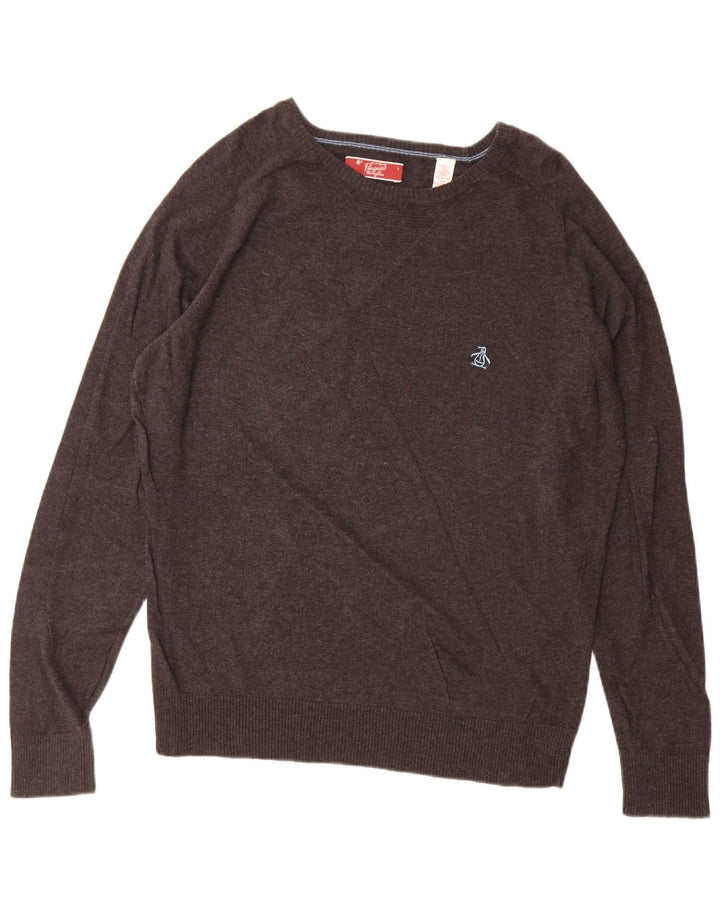 Penguin Herren-Pullover mit U-Boot-Ausschnitt, Größe L, Grau