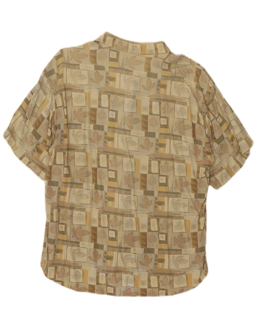 Vintage Herren Kurzarmhemd Mittelbeige geblümt