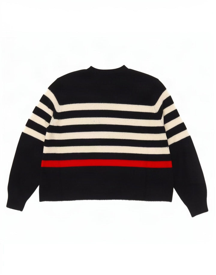 Zara Damen Crop Turtle Neck Pullover Pullover UK 14 Mittel Marineblau gestreift