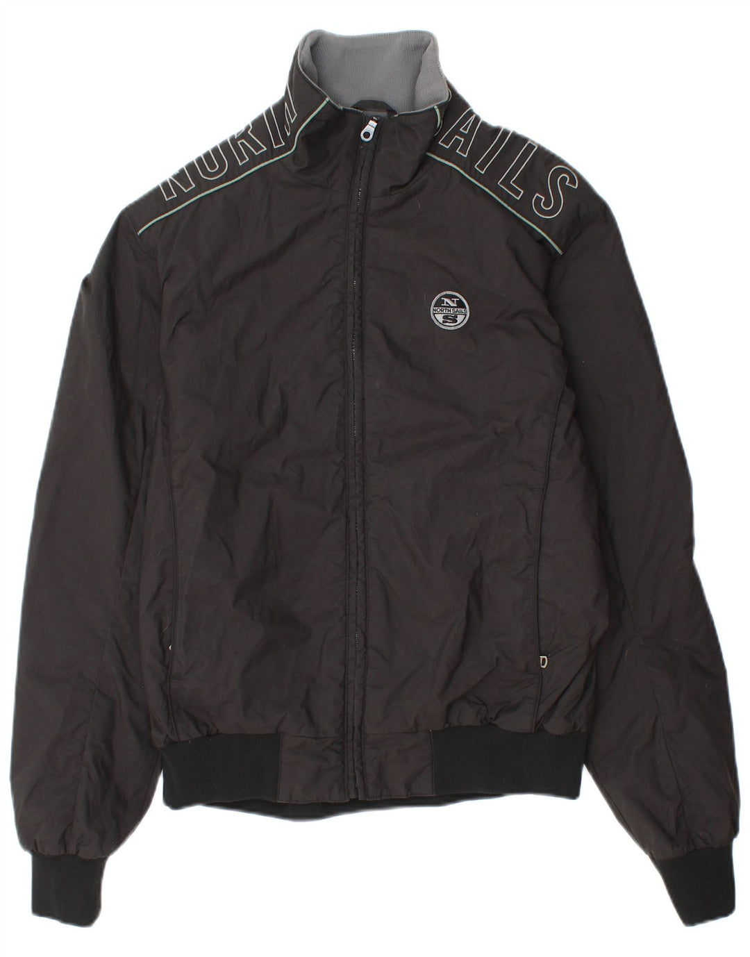 North Sails Herren Bomberjacke mit Grafik, UK 40, Größe L, Schwarz, Polyamid