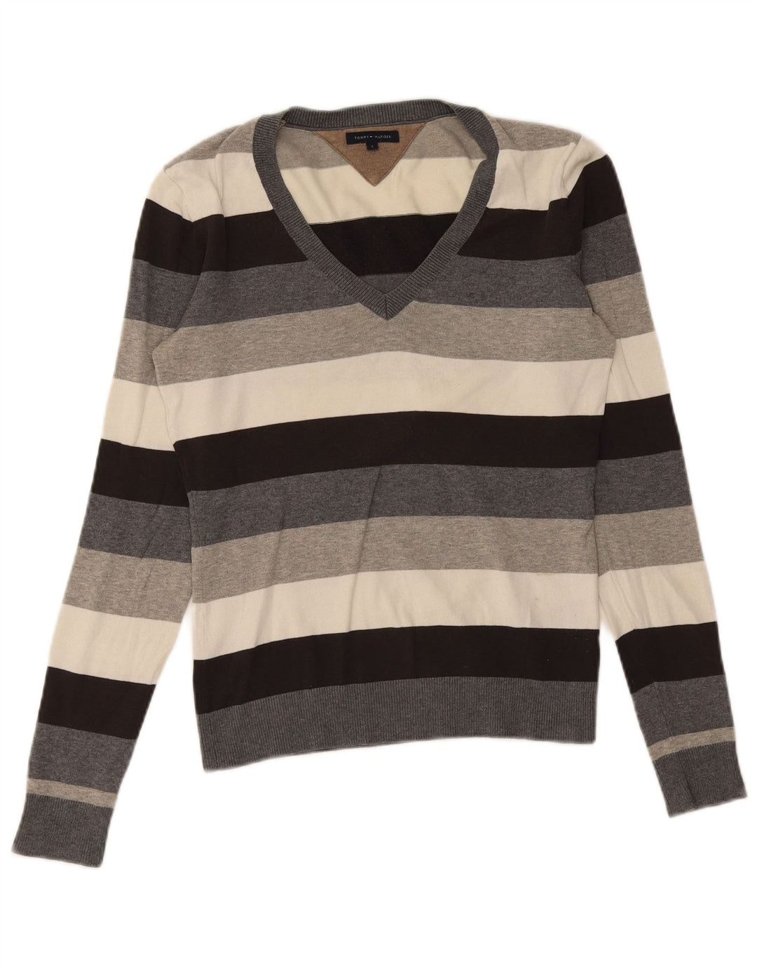 Tommy Hilfiger Damen-Pullover mit V-Ausschnitt, Gr. 10, Größe S, mehrfarbig