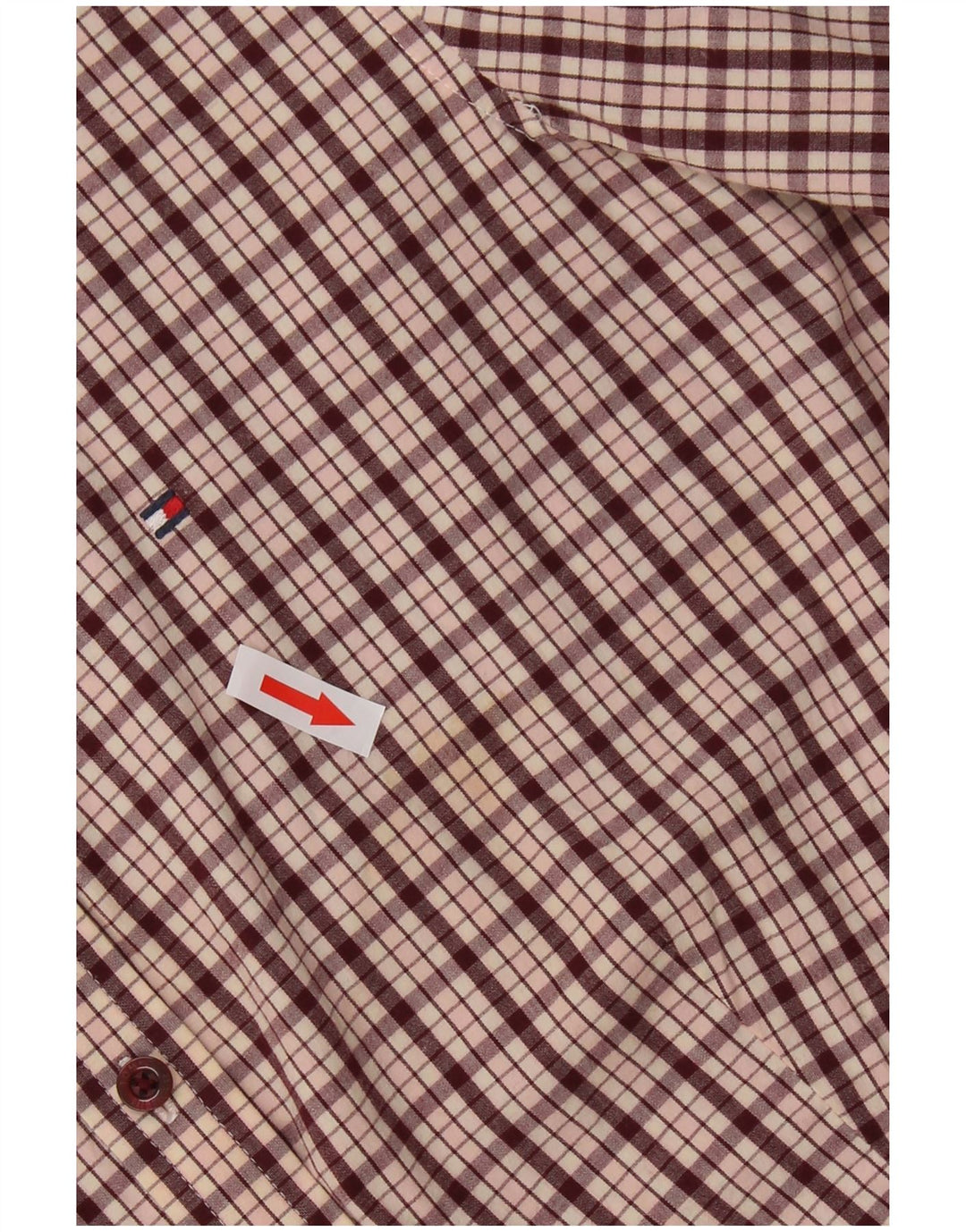 Tommy Hilfiger Damenhemd US 6 Medium Maroon Check Baumwolle