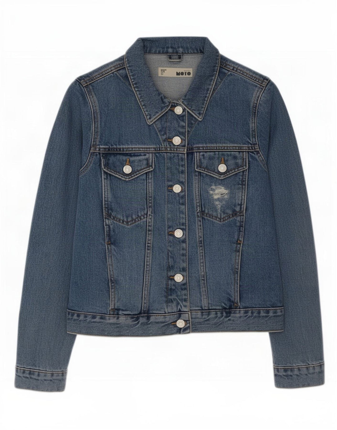 Topshop Damen Jeansjacke UK 10 Small Blaue Baumwolle