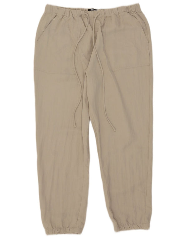 Zara Damen Joggers, kurze Hose, mittelgroß, W28, L25, beige, Polyester