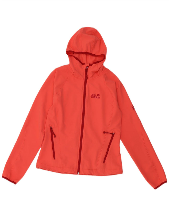 JACK WOLFSKIN Womens Hooded Tracksuit Top Jacket UK 10 Small Orange