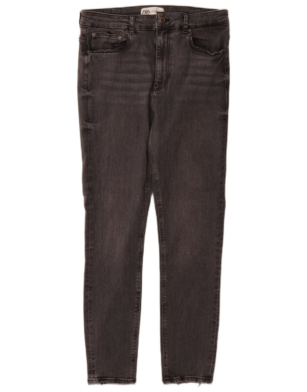Zara Damen-Jeans mit hoher Taille, Röhrenjeans, EU 42, Größe L, W32, L27, Grau
