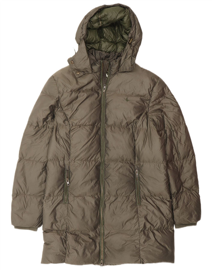 Jack Wills Wattierter Damenmantel mit Kapuze, UK 14, Größe L, Khaki, Polyester