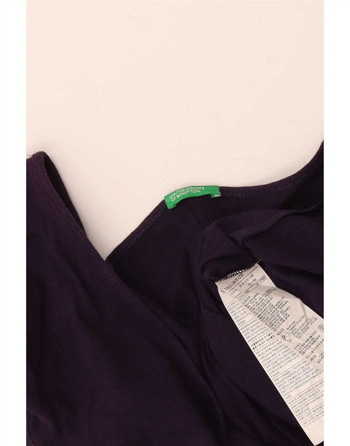 Benetton Damen-Blusenoberteil, UK-Größe 44, Größe L, Lila, Baumwolle