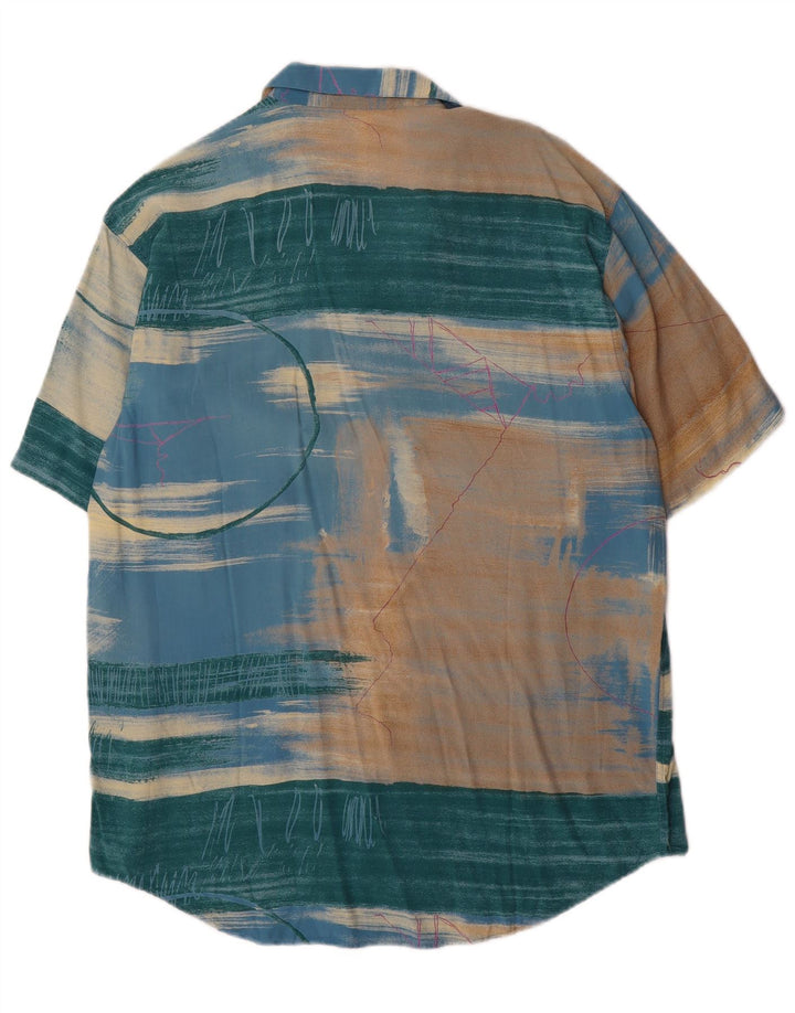Vintage Herren-Kurzarmhemd mit abstraktem Muster, mittelgroß, mehrfarbig