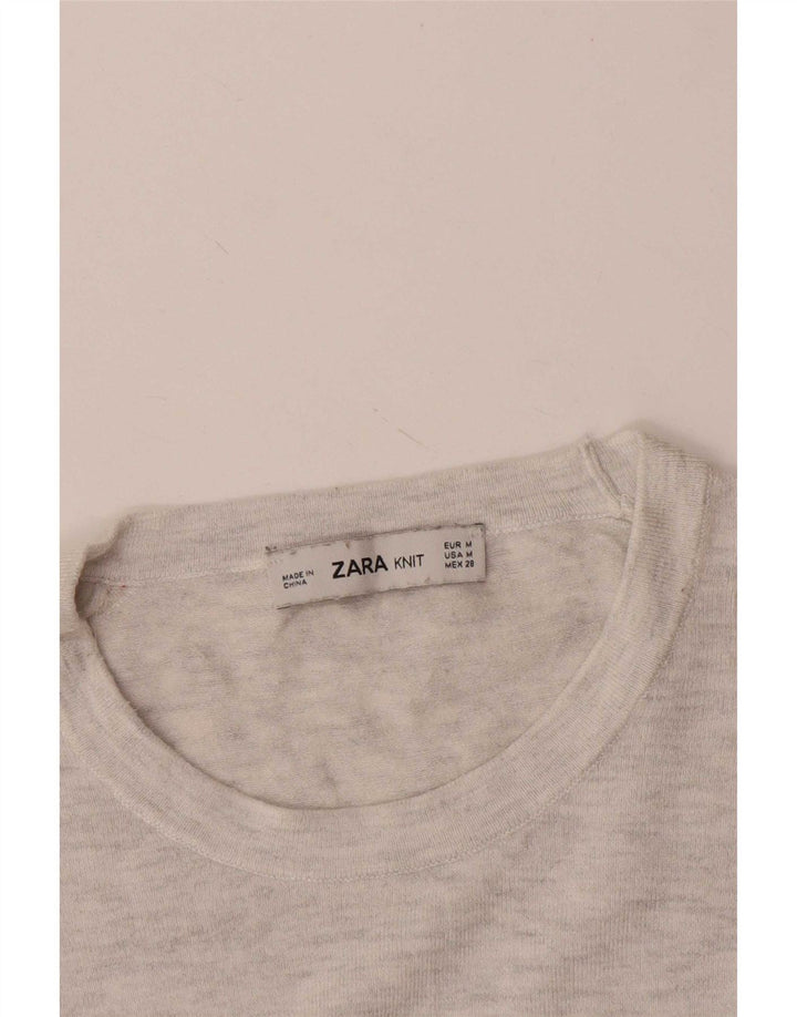 Zara Damen-Pullover mit Rundhalsausschnitt, Gr. 12, Mittelgrau meliert