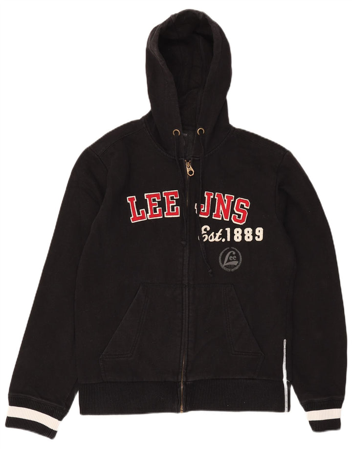 Lee Herren-Kapuzenpullover mit grafischem Reißverschluss, groß, aus schwarzer Baumwolle