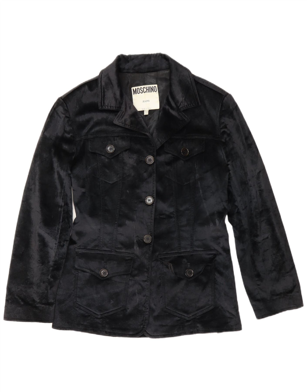 Moschino Damen-Blazer aus Samt, UK 12, mittelschwarz