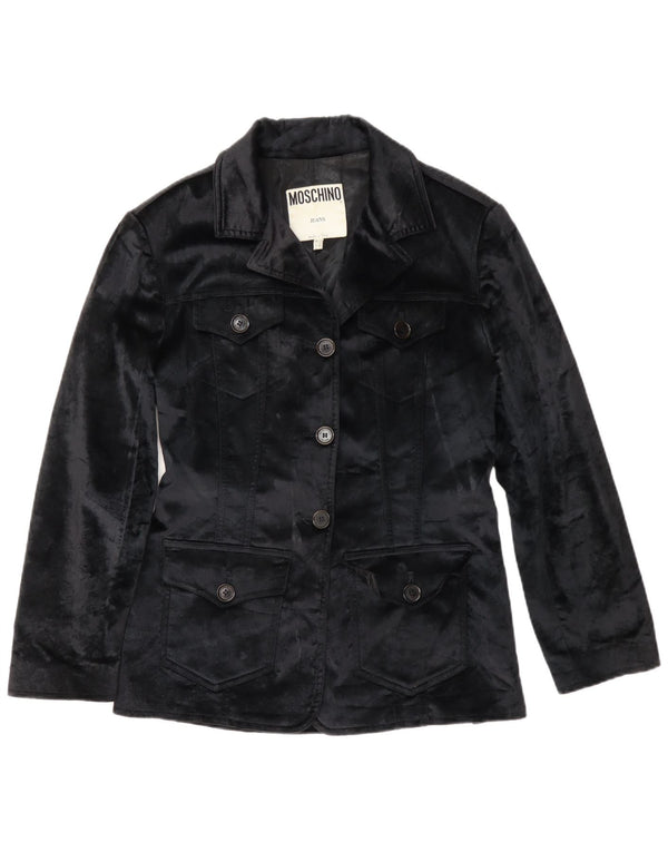 Moschino Damen-Blazer aus Samt, UK 12, mittelschwarz