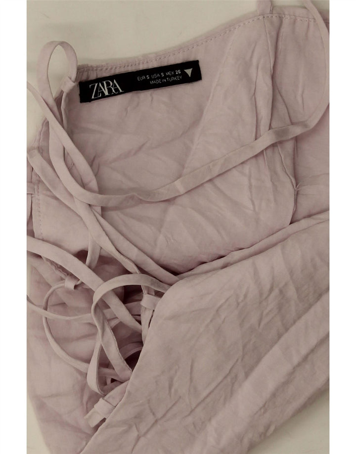 Zara Damen Crop Corset Top UK 8 Small Lila Modal