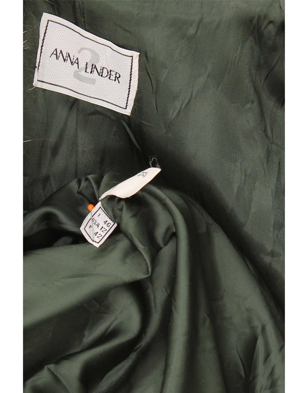 Anna Linder Damen Mantel IT 46 Große grüne Schurwolle