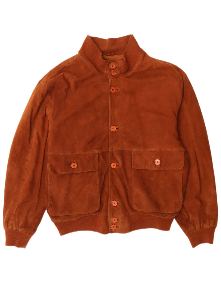 Pelle Moda Herren Wildleder Bomberjacke IT 48 Mittelbraun