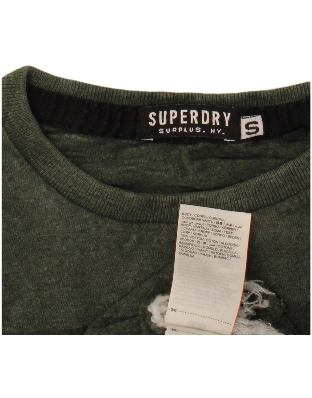 SUPERDRY Herren-T-Shirt mit Grafik, Größe S, Khaki, Baumwolle