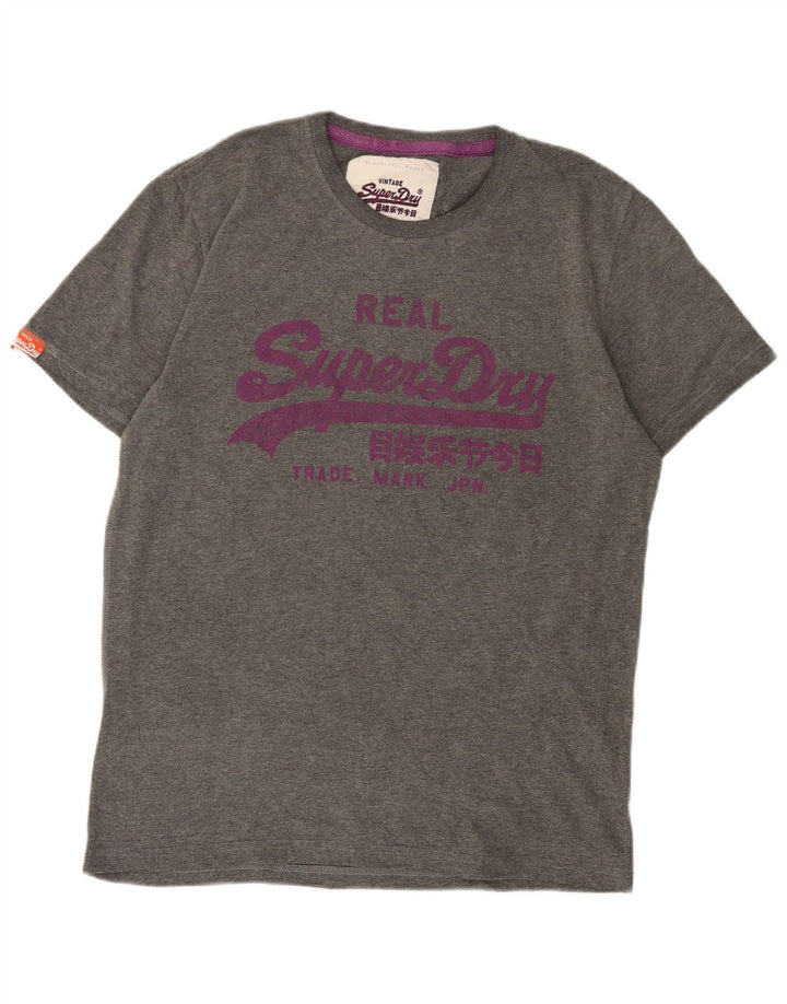 Superdry Herren Grafik-T-Shirt-Oberteil XL aus grauer Baumwolle