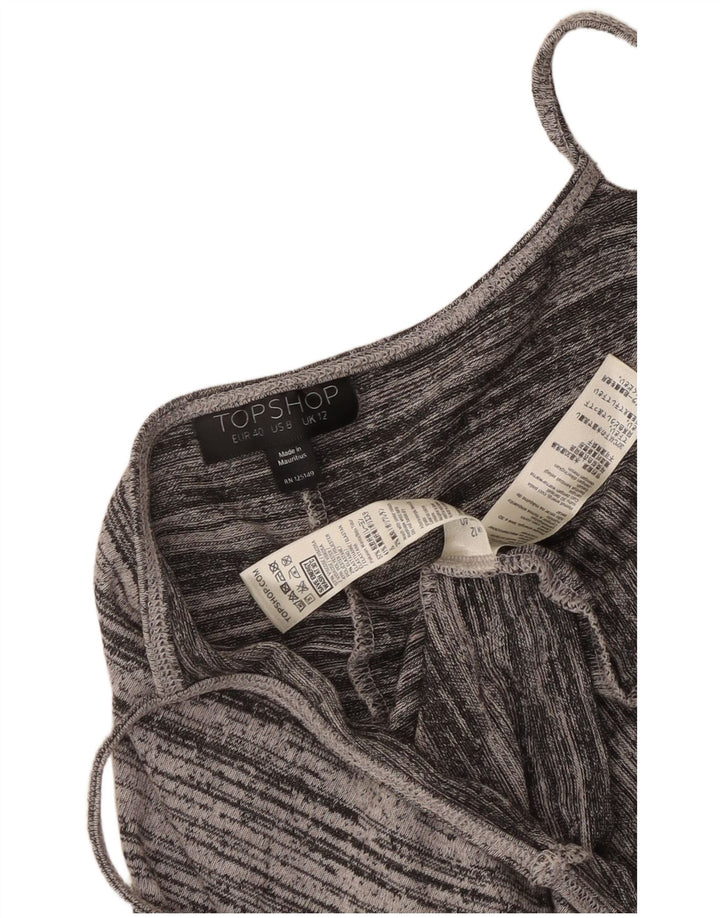 Topshop Damen-Overall, ärmellos, UK-Größe 42, mittelgrau, gestreift, Viskose