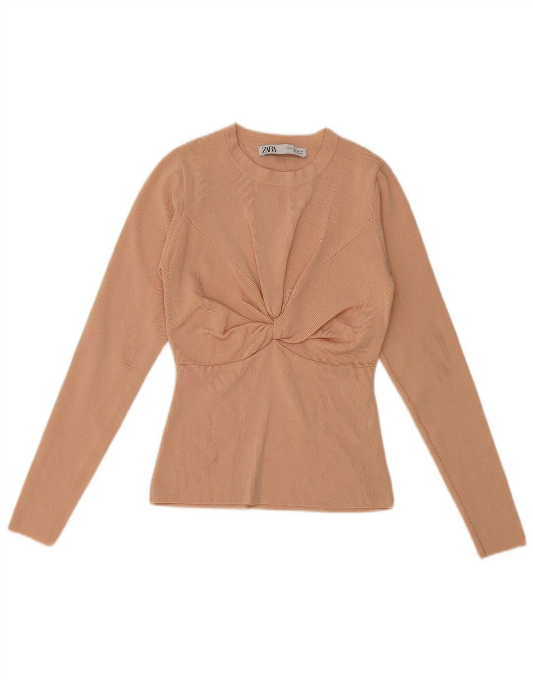 Zara Damen Top Langarm UK 8 Small Beige Viskose