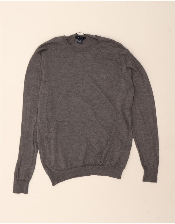 Gant Herren-Pullover mit Rundhalsausschnitt, 2XL, graue Merinowolle