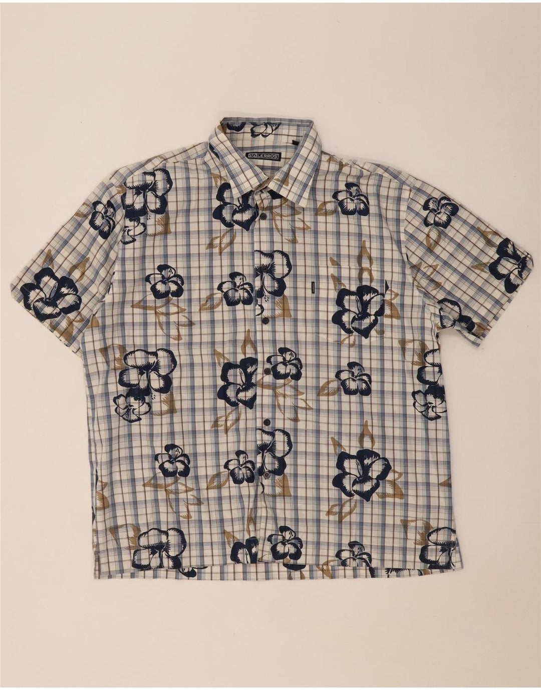 LERROS Herren-Kurzarmhemd XL, blau kariert, Baumwolle