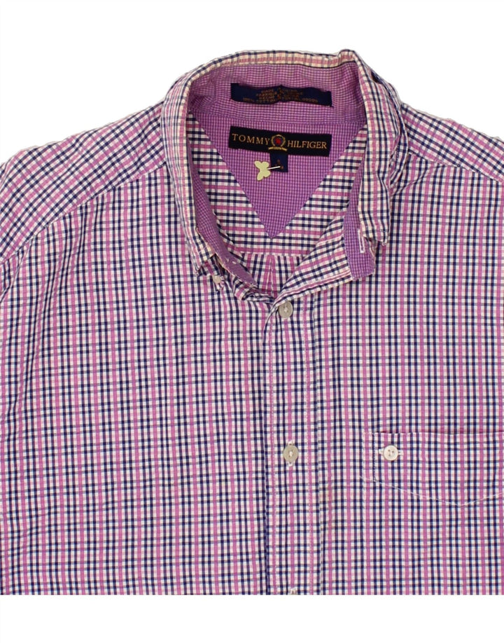 TOMMY HILFIGER Mens Shirt Small Purple Check Cotton Vintage Tommy Hilfiger and Second-Hand Tommy Hilfiger from Messina Hembry 