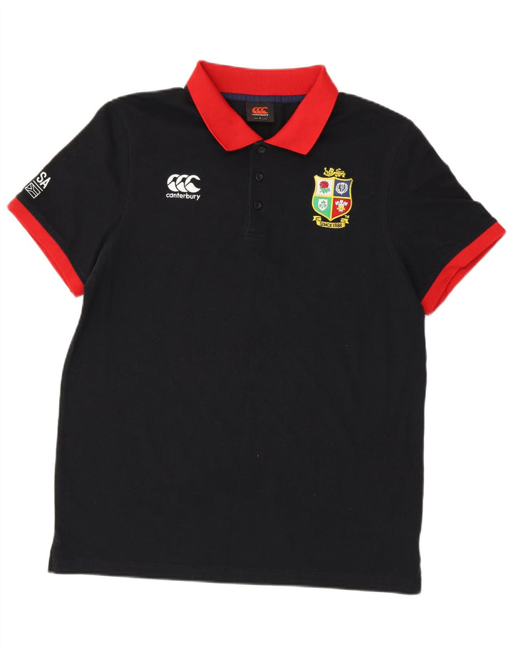 Canterbury Herren-Poloshirt mit Grafik, groß, schwarzes Colourblock-Polyester