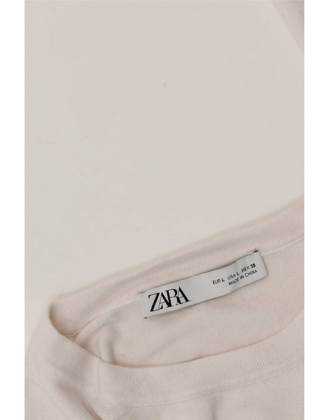 Zara Damen-Pullover mit Rundhalsausschnitt, Größe 44, Weiß