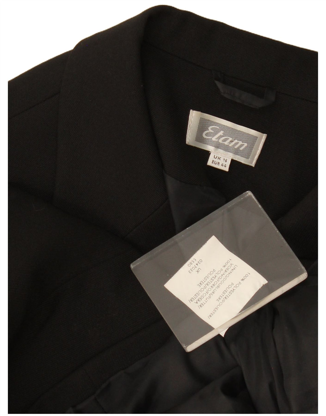 Etam Damen 3-Knopf-Blazerjacke UK 16 Large Schwarz Polyester