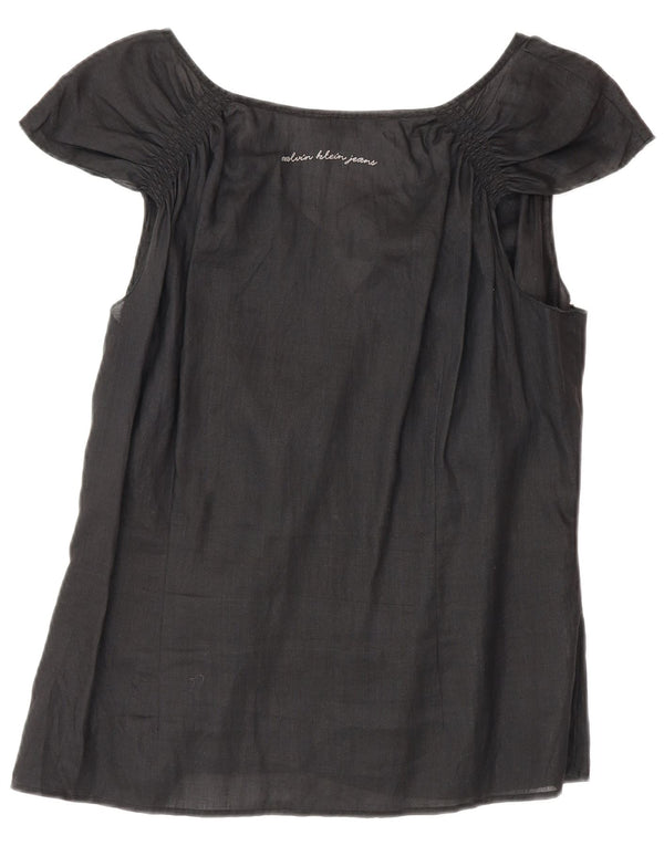 Calvin Klein Jeans Damen Bluse Top UK 18 XL Schwarz