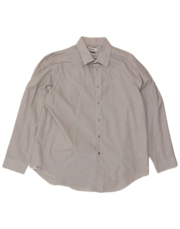 Calvin Klein Herren Slim Fit Hemd Größe 17 XL Grau Nadelstreifen
