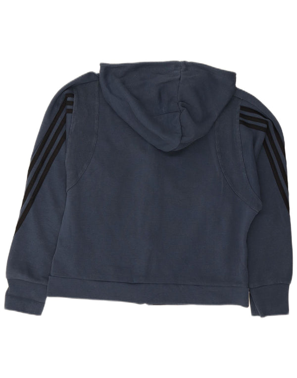 Adidas Damen Zip Hoodie Pullover UK 12/14 Medium Marineblau Baumwolle