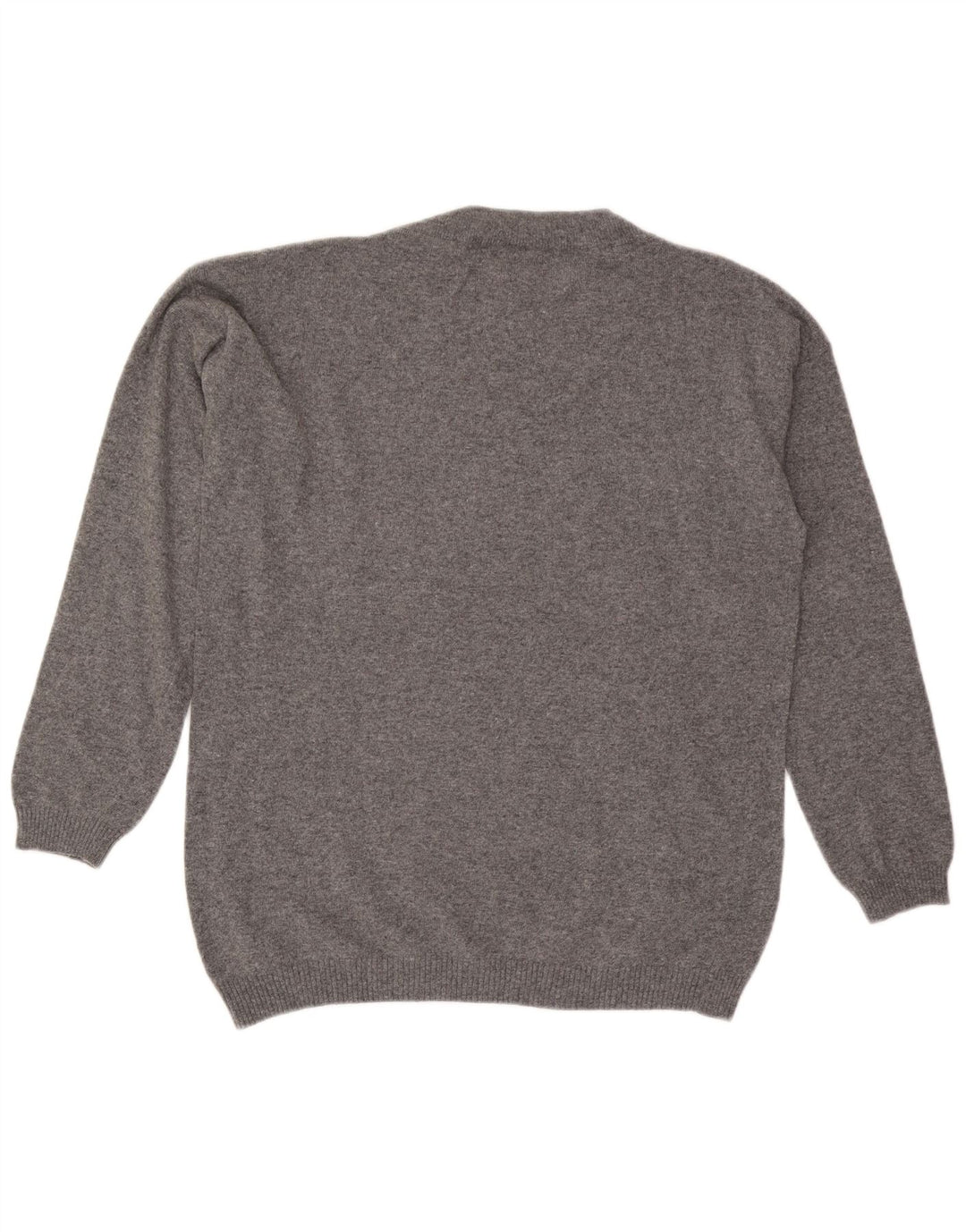 BENETTON Herren-Pullover mit grafischem Rundhalsausschnitt, Mittelgrau mit Blumenmuster
