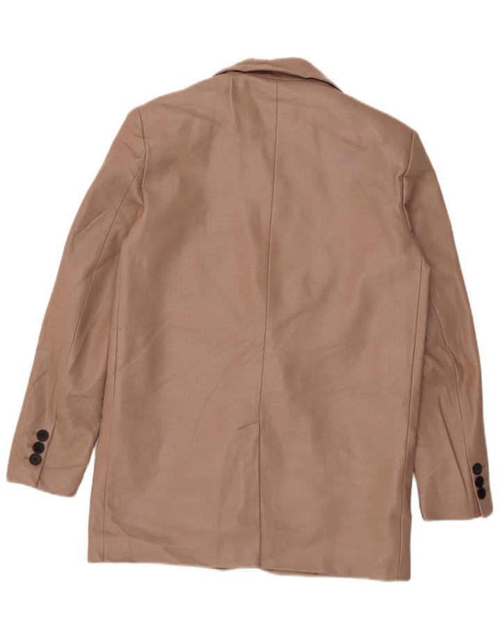 Zara Damen 2-Knopf-Blazer aus Kunstleder, Gr. 10, Größe S, Beige, Polyester