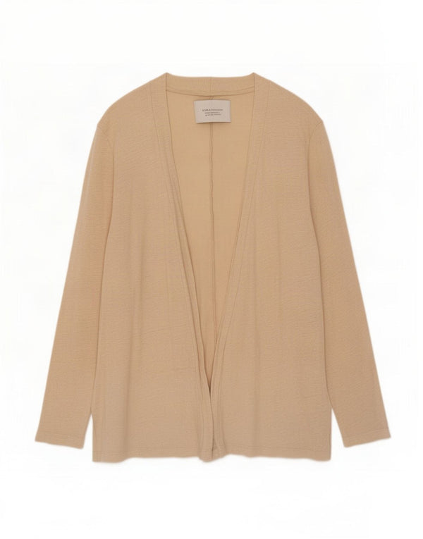 Offenes Cardigan-Oberteil für Damen von Zara, Gr. 40, Größe L, Beige, Leinen