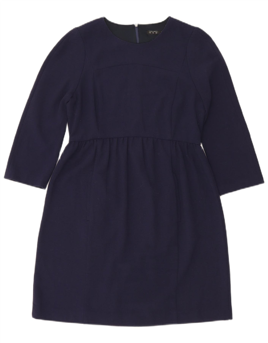 Zara Damen Basic-Kleid mit 3/4-Ärmeln, Größe M, Marineblau